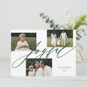 シンプルなスクリプト お祝いのグリーン写真 シーズンカード (スタンド正面)