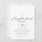 シンプルなスクリプト | ご近所のパーティーや集まり 招待状 (正面)