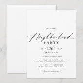 シンプルなスクリプト | ご近所のパーティーや集まり 招待状 (正面/裏面)