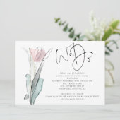 シンプルなスクリプト ウェドゥ フォト QR コード 結婚式招待状 招待状 (スタンド正面)