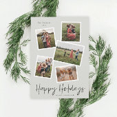 シンプルなスクリプト ハッピー ホリデー 5 枚の写真のコラージュ シーズンポストカード