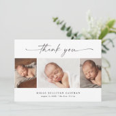 シンプルなスクリプト フォト コラージュ ベイビー サンキューカード (スタンド正面)