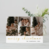 シンプルなスクリプト フォー フォト メリー クリスマス 箔シーズンカード (立ち正面)