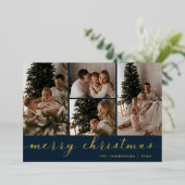 シンプルなスクリプト フォー フォト メリー クリスマス 箔シーズンカード (立ち正面)