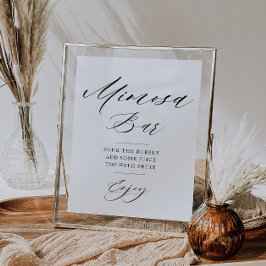 シンプルなスクリプト ブライダルシャワー ミモザ バー サイン