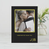 シンプルなスクリプト ブラック&イエローのミニマルな写真 サンキューカード (スタンド正面)