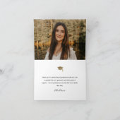 シンプルなスクリプト ブラック＆ホワイト フォト 卒業式 サンキューカード (内部)