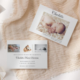 シンプルなスクリプト ベイビー 名前 フォト 誕生日 お知らせ 招待状