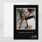 シンプルなスクリプト モダンな黒と白のモノグラム写真 サンキューカード (正面/裏面)