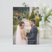 シンプルなスクリプト モダンウェディング フォト サンクスカード サンキューカード (スタンド正面)