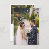 シンプルなスクリプト モダンウェディング フォト サンクスカード サンキューカード (正面/裏面)