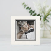 シンプルなスクリプト モダン結婚式招待状 招待状 (スタンド正面)