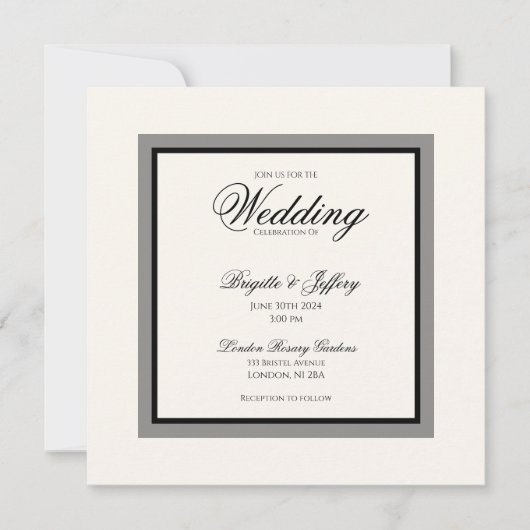 シンプルなスクリプト モダン ウェディング 招待状 (正面)
