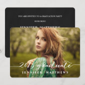 シンプルなスクリプト | 卒業パーティーの招待状 招待状 (正面/裏面)