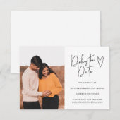 シンプルなスクリプト 延期 日付 フォト 招待状 (正面/裏面)