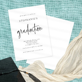 シンプルなスクリプト 黒白 任意の色 卒業 招待状