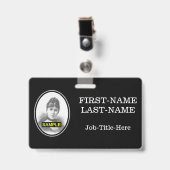 シンプルなスタッフまたは従業員のポートレートのバッジ バッジ (Front with Clip)