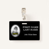 シンプルなスタッフまたは従業員のポートレートのバッジ バッジ (裏面クリップ)