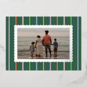 シンプルなストライプとフリルの風景写真 箔シーズンカード (正面)