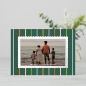 シンプルなストライプとフリルの風景写真 箔シーズンカード (立ち正面)