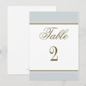 シンプルなストライプ フレンチブルー 受付テーブルナンバー 招待状 (正面/裏面)