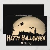 シンプルなスパイシー家族 ハッピー ハロウィン かぼちゃ シーズンカード (正面/裏面)