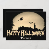 シンプルなスパイシー ファミリー ハッピー ハロウィン パンプキン シーズンカード (正面/裏面)