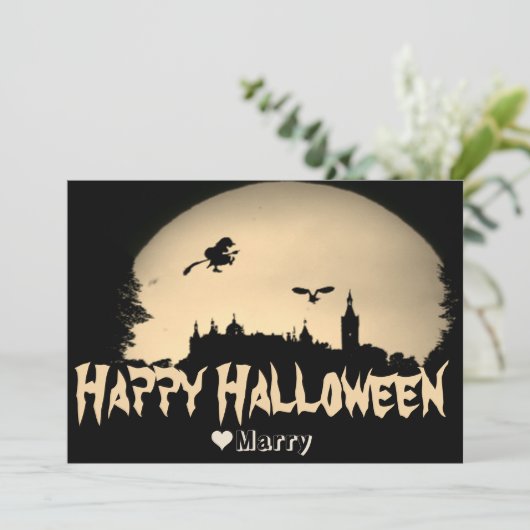 シンプルなスパイシー ファミリー ハッピー ハロウィン パンプキン シーズンカード (スタンド正面)