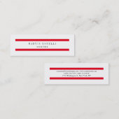 シンプルなスリムレッドラインホワイトシンプルビジネスカード スキニー名刺 (正面/裏面)