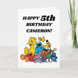 シンプルなセサミストリートのお友達 1歳の誕生日 カード