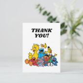 シンプルなセサミストリートのお友達 1歳の誕生日 ポストカード (スタンド正面)