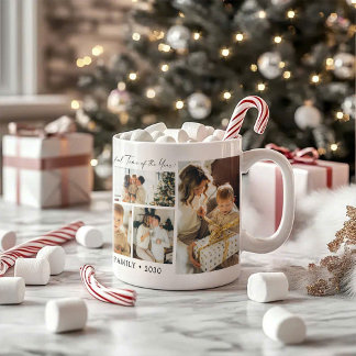 シンプルなセブンフォトコラージュ クリスマスコーヒーマグ コーヒーマグカップ