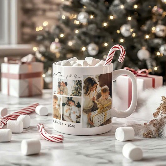 シンプルなセブンフォトコラージュ クリスマスコーヒーマグ コーヒーマグカップ