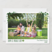 シンプルなセントパトリックデーのクローバー家族写真 シーズンカード (正面)