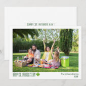 シンプルなセントパトリックデーの シャムロック家族写真 シーズンカード (正面/裏面)