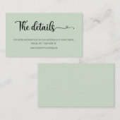 シンプルなセージウェディング 詳細ウェブサイト 封入カード エンクロージャーカード (正面/裏面)