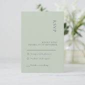 シンプルなセージグリーンの結婚式の出欠確認カード 招待状 (スタンド正面)