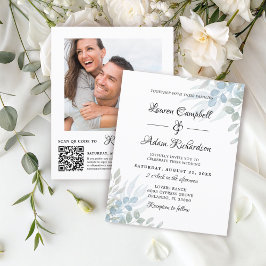 シンプルなセージグリーンユーカリの結婚式招待状