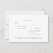 シンプルなセージ＆ホワイトの結婚式RSVPカード 出欠カード (正面)