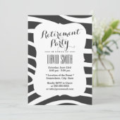 シンプルなゼブラ柄 退職パーティー 招待状 (スタンド正面)