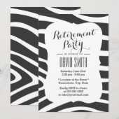 シンプルなゼブラ柄 退職パーティー 招待状 (正面/裏面)
