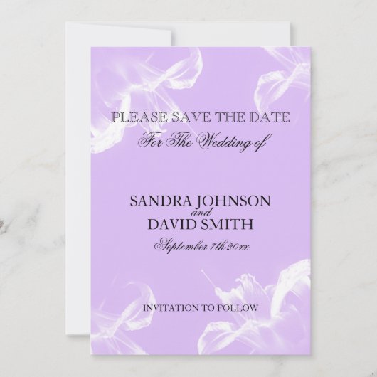 シンプルなタイガーリリーの花のSave The Date セーブザデート (正面)