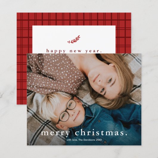 シンプルなタイプの写真入りクリスマスカード (正面/裏面)