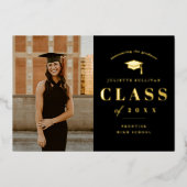 シンプルなタイプの写真 卒業パーティー 箔招待状 (正面)