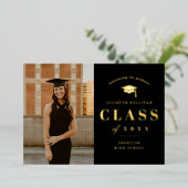 シンプルなタイプの写真 卒業パーティー 箔招待状 (立ち正面)