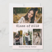 シンプルなタイプライターの赤面|の卒業パーティー4の写真 招待状 (正面)