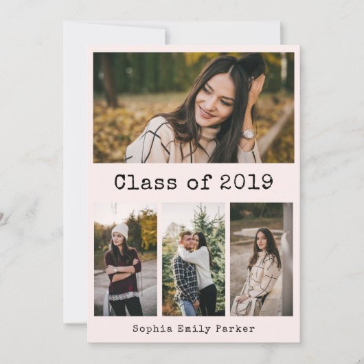 シンプルなタイプライターの赤面|の卒業パーティー4の写真 招待状 (正面)