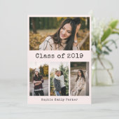 シンプルなタイプライターの赤面|の卒業パーティー4の写真 招待状 (スタンド正面)