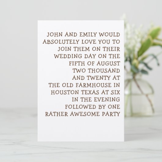 シンプルなタイポグラフィおもしろいとインフォーマル結婚ズ 招待状 (スタンド正面)