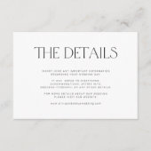 シンプルなタイポグラフィーがモダンなゲストの結婚式の詳細情報 エンクロージャーカード (正面)